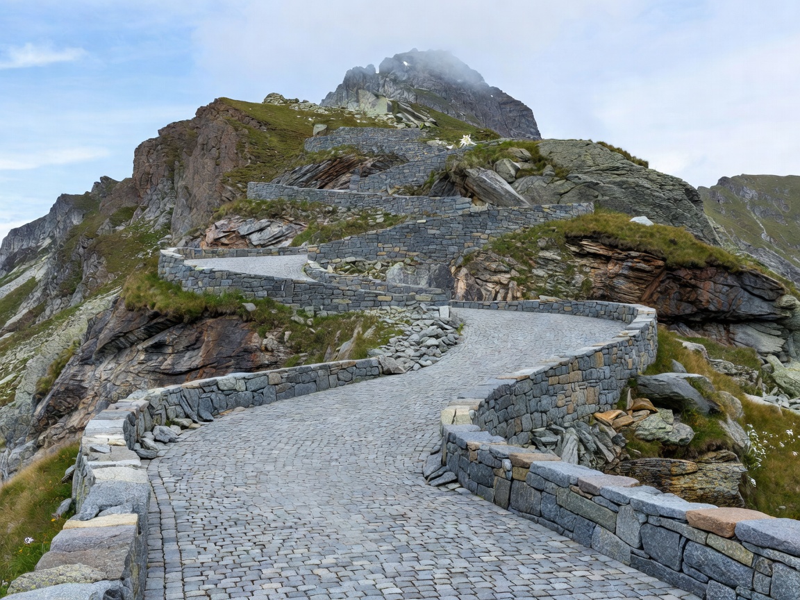 Granite cobblestones on the summit spur of the Grossglockner High Alpine Road