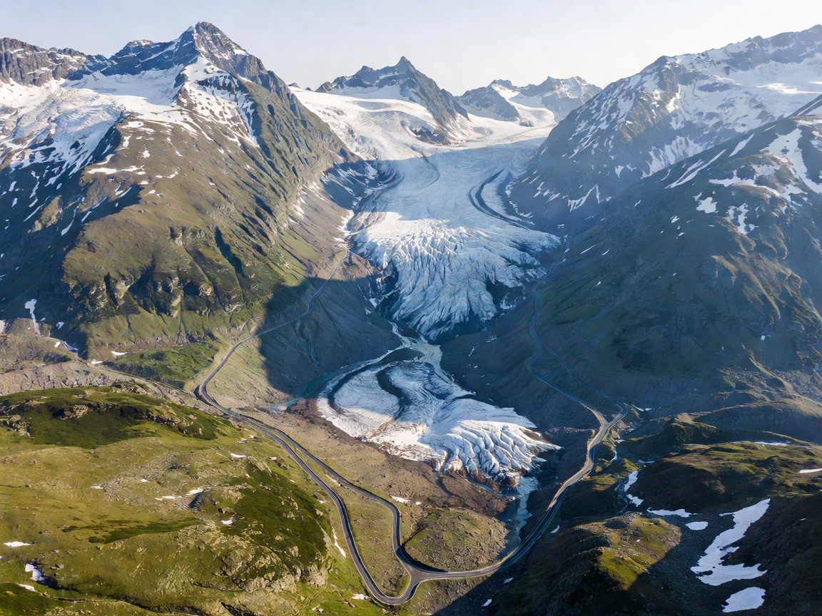 Aerial perspective of the DN7C northern glacial sweep in Romania
